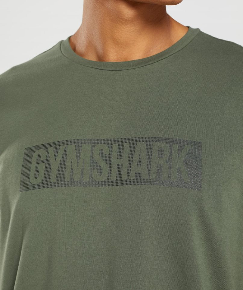 Men's Gymshark Block T-Shirts Olive | NZ 4CQUET